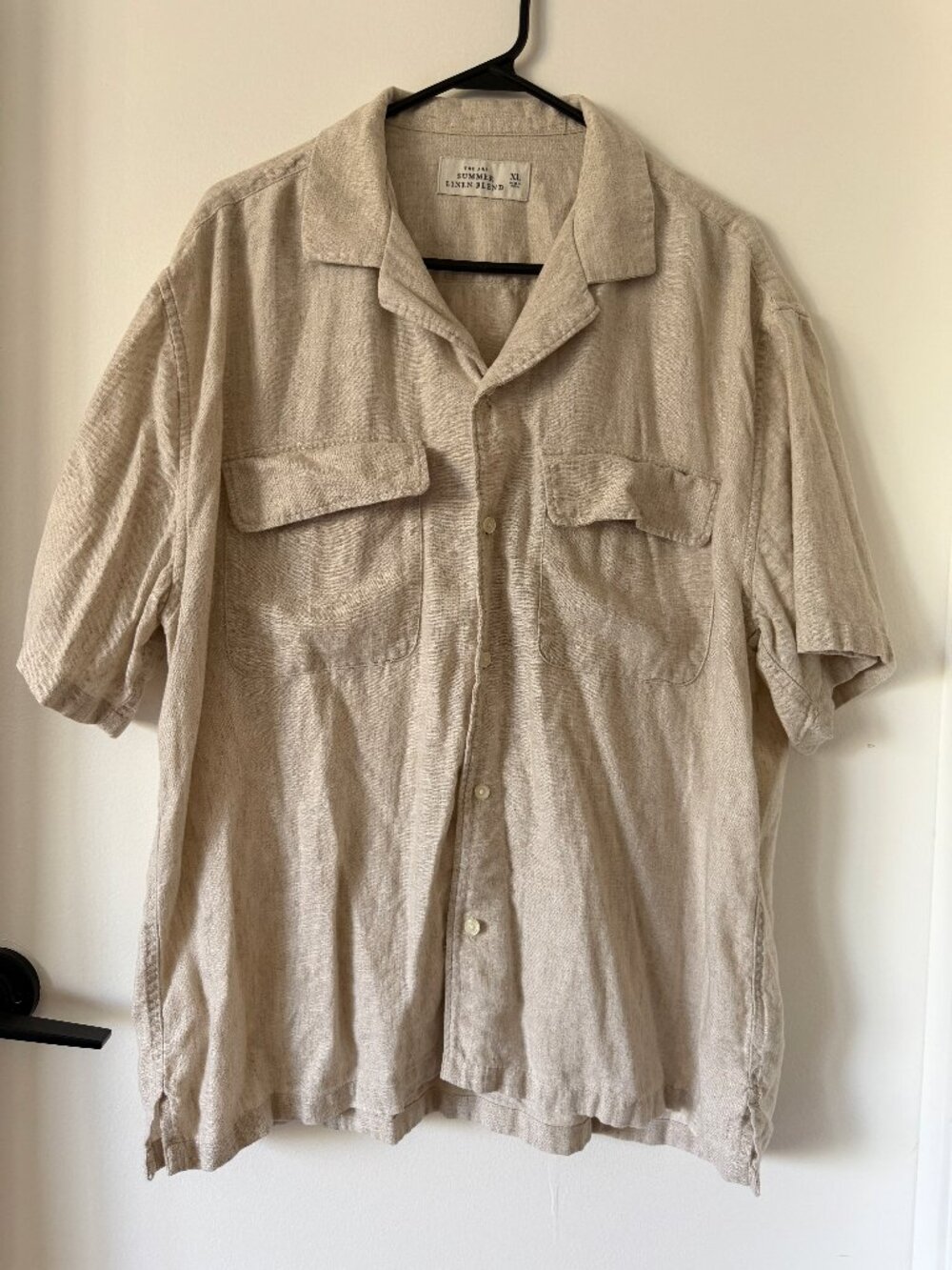 Abercrombie & Fitch A&F Summer Linen Shirt Beige Short Sleeve Men's XL